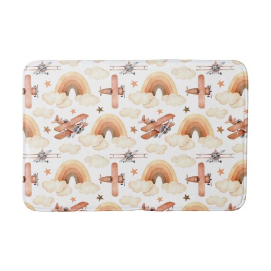 Rainbow-vliegtuigpatroon voor de Waterverf van Cut Badmat (Voorkant)