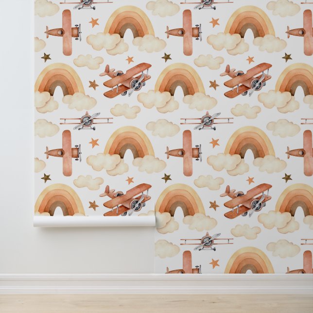 Rainbow-vliegtuigpatroon voor de Waterverf van Cut Behang (Applicatie)