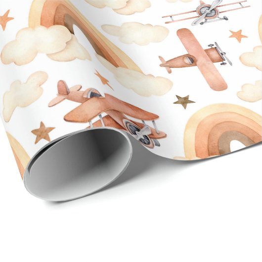 Rainbow-vliegtuigpatroon voor de Waterverf van Cut Cadeaupapier (Rol Hoek)