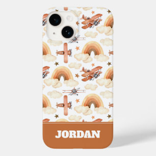 Rainbow-vliegtuigpatroon voor de Waterverf van Cut Case-Mate iPhone 14 Hoesje