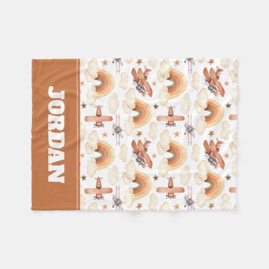 Rainbow-vliegtuigpatroon voor de Waterverf van Cut Fleece Deken (Voorkant (Horizontaal))