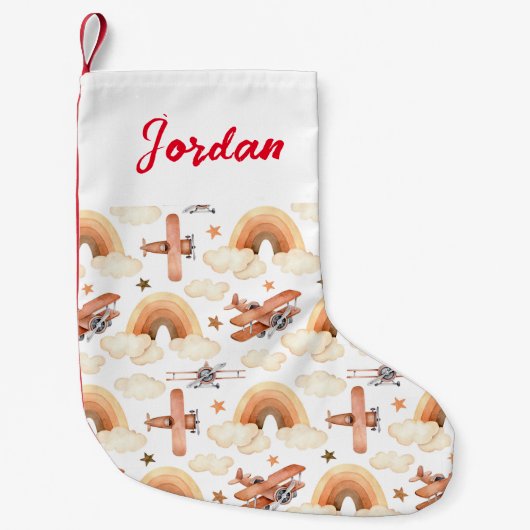 Rainbow-vliegtuigpatroon voor de Waterverf van Cut Kleine Kerstsok (Voorkant)