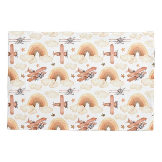 Rainbow-vliegtuigpatroon voor de Waterverf van Cut Kussensloop (Achterkant)