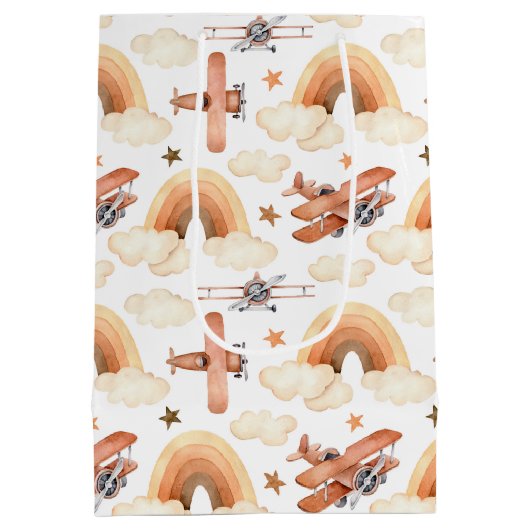 Rainbow-vliegtuigpatroon voor de Waterverf van Cut Medium Cadeauzakje (Achterkant)