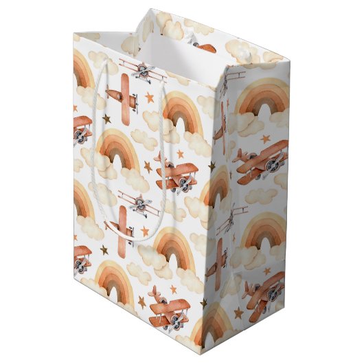 Rainbow-vliegtuigpatroon voor de Waterverf van Cut Medium Cadeauzakje (Achterkant Gekanteld)