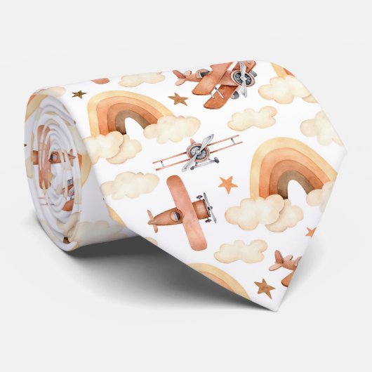 Rainbow-vliegtuigpatroon voor de Waterverf van Cut Stropdas (Opgerold)