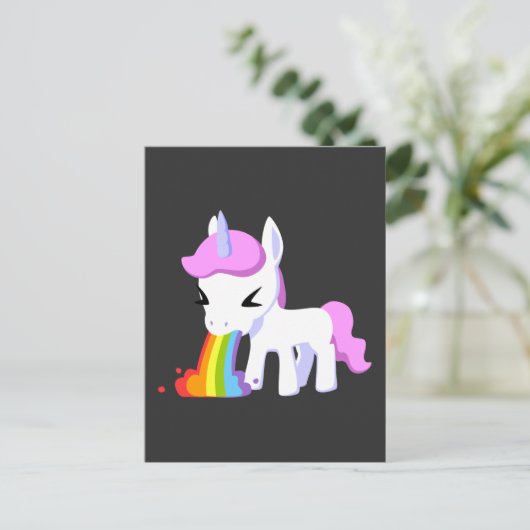 RAINBOW VOMIT UNICORN BRIEFKAARTEN (Staand voorkant)