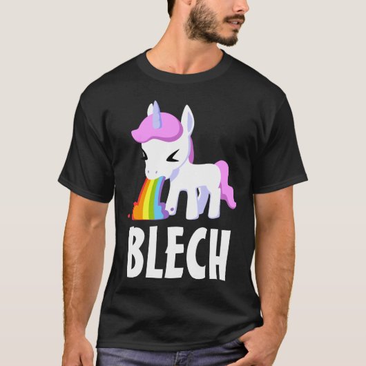 RAINBOW VOMIT UNICORN FUNNY Dark T-Shirt (Voorkant)