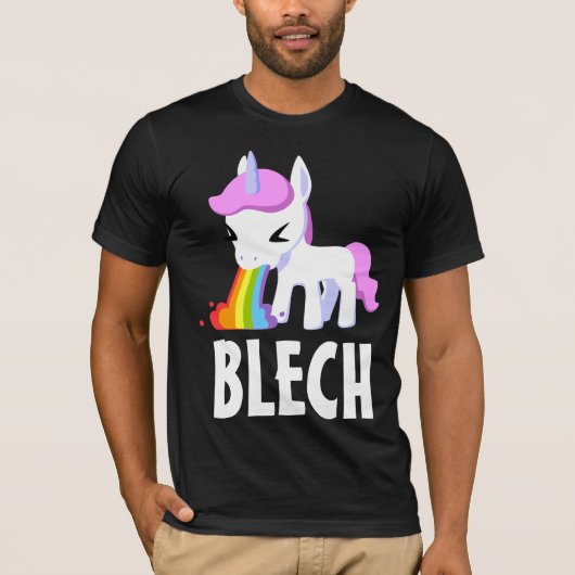RAINBOW VOMIT UNICORN FUNNY Dark T-Shirt (Voorkant)