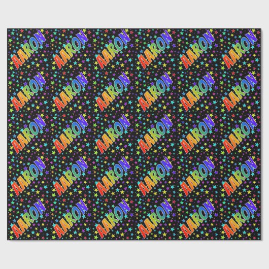 Rainbow Voornaam "AARON" + sterren Cadeaupapier (Vlak)