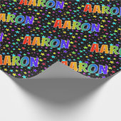 Rainbow Voornaam "AARON" + sterren Cadeaupapier (Hoek)