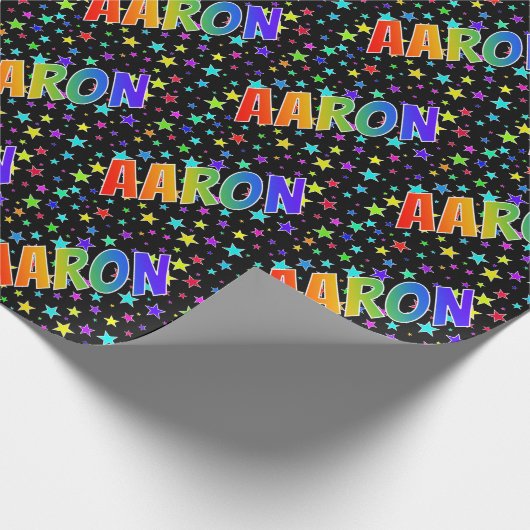 Rainbow Voornaam "AARON" + sterren Cadeaupapier (Hoek)