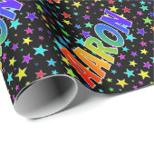Rainbow Voornaam "AARON" + sterren Cadeaupapier (Rol Hoek)
