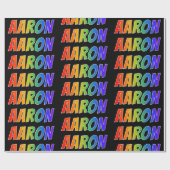 Rainbow Voornaam "AARON"; vun & kleurrijk Cadeaupapier (Vlak)