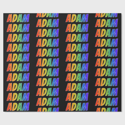 Rainbow Voornaam "ADAM"; vun & kleurrijk Cadeaupapier (Vlak)