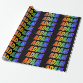 Rainbow Voornaam "ADAM"; vun & kleurrijk Cadeaupapier (Uitgerold)