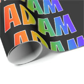 Rainbow Voornaam "ADAM"; vun & kleurrijk Cadeaupapier (Rol Hoek)