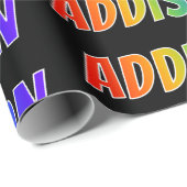 Rainbow Voornaam "ADDISON"; vun en kleurrijk Cadeaupapier (Rol Hoek)
