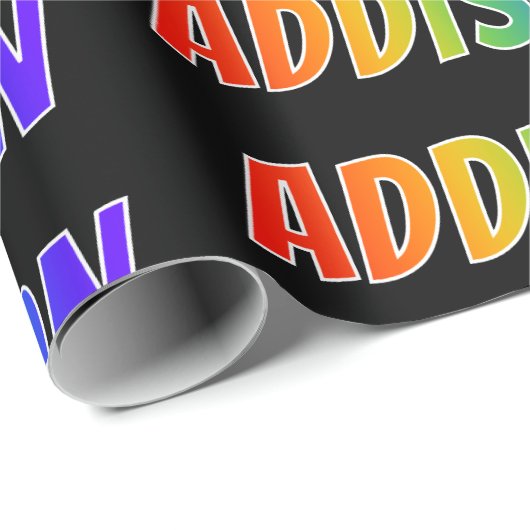 Rainbow Voornaam "ADDISON"; vun en kleurrijk Cadeaupapier (Rol Hoek)