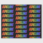 Rainbow Voornaam "ADELINE"; vun & kleurrijk Cadeaupapier (Vlak)