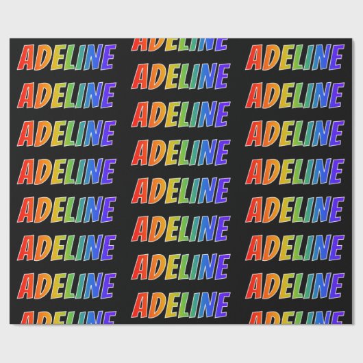 Rainbow Voornaam "ADELINE"; vun & kleurrijk Cadeaupapier (Vlak)