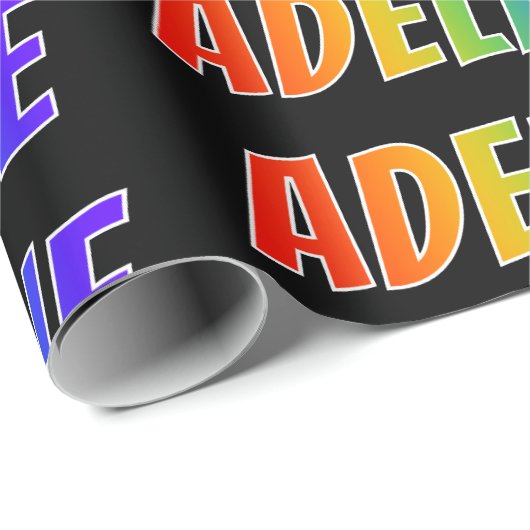 Rainbow Voornaam "ADELINE"; vun & kleurrijk Cadeaupapier (Rol Hoek)