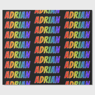 Rainbow Voornaam "ADRIAN"; vun en kleurrijk Cadeaupapier