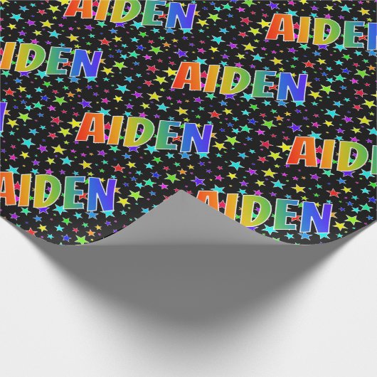Rainbow voornaam "AIDEN" + sterren Cadeaupapier (Hoek)