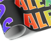 Rainbow Voornaam "ALEXIS"; vun en kleurrijk Cadeaupapier (Rol Hoek)