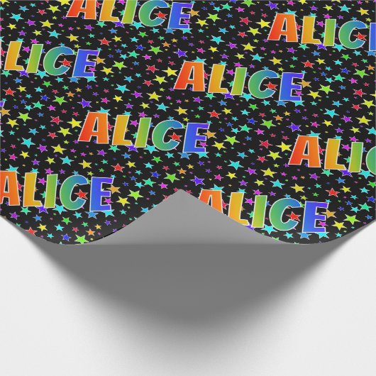 Rainbow Voornaam "ALICE" + sterren Cadeaupapier (Hoek)