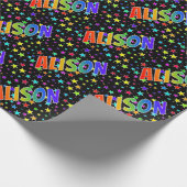 Rainbow Voornaam "ALISON" + sterren Cadeaupapier (Hoek)