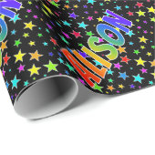 Rainbow Voornaam "ALISON" + sterren Cadeaupapier (Rol Hoek)