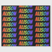 Rainbow Voornaam "ALISON"; vun & kleurrijk Cadeaupapier (Vlak)