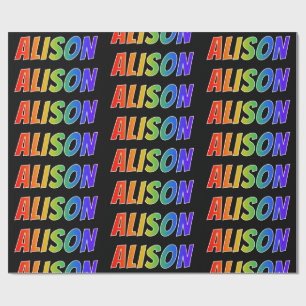 Rainbow Voornaam "ALISON"; vun & kleurrijk Cadeaupapier