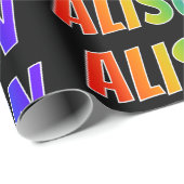 Rainbow Voornaam "ALISON"; vun & kleurrijk Cadeaupapier (Rol Hoek)