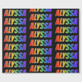 Rainbow Voornaam "ALYSSA"; vun en kleurrijk Cadeaupapier (Vlak)