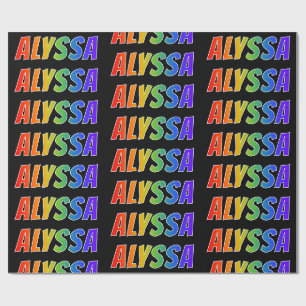 Rainbow Voornaam "ALYSSA"; vun en kleurrijk Cadeaupapier
