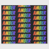 Rainbow Voornaam "AMBER"; vun en kleurrijk Cadeaupapier (Vlak)