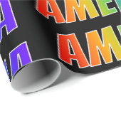 Rainbow Voornaam "AMELIA"; vun en kleurrijk Cadeaupapier (Rol Hoek)
