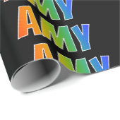 Rainbow Voornaam "AMY"; vun & kleurrijk Cadeaupapier (Rol Hoek)