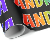Rainbow Voornaam "ANDREA"; vun en kleurrijk Cadeaupapier (Rol Hoek)
