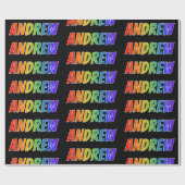 Rainbow Voornaam "ANDREW"; vun en kleurrijk Cadeaupapier (Vlak)