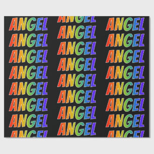 Rainbow Voornaam "ANGEL"; vun en kleurrijk Cadeaupapier