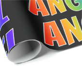 Rainbow Voornaam "ANGEL"; vun en kleurrijk Cadeaupapier (Rol Hoek)