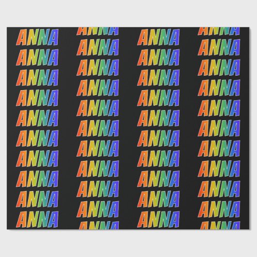 Rainbow Voornaam "ANNA"; vun & kleurrijk Cadeaupapier (Vlak)