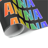 Rainbow Voornaam "ANNA"; vun & kleurrijk Cadeaupapier (Rol Hoek)