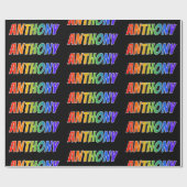 Rainbow Voornaam "ANTHONY"; vun en kleurrijk Cadeaupapier (Vlak)