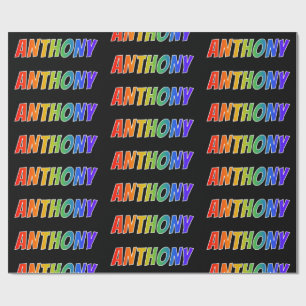 Rainbow Voornaam "ANTHONY"; vun en kleurrijk Cadeaupapier