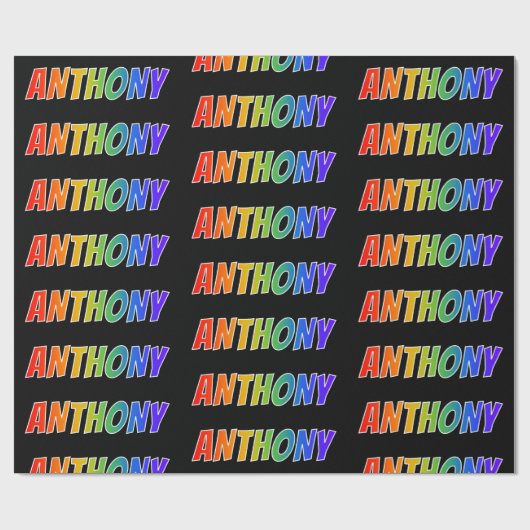 Rainbow Voornaam "ANTHONY"; vun en kleurrijk Cadeaupapier (Vlak)