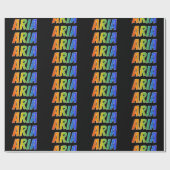 Rainbow Voornaam "ARIA"; vun en kleurrijk Cadeaupapier (Vlak)